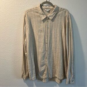 Women’s Orvis tan linen blend button up blouse size XXL